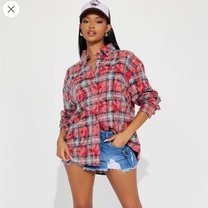 NWOT❤️ Rock the Way Washed Plaid Button Up Shirt